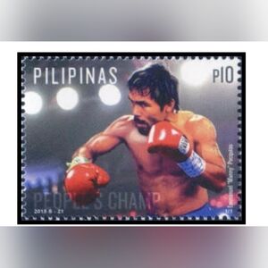 Boxing MANNY PACQUIAO “Pac-Man" 2015 Philippines Postal Stamp Genuine Mint NH.